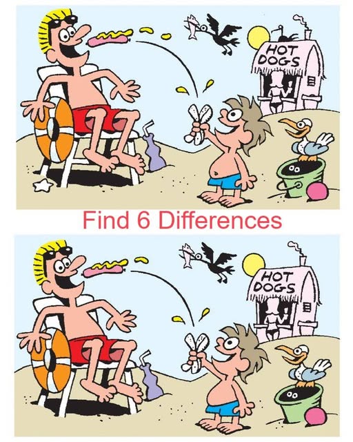 Hot Dogs: Find 6 Differences