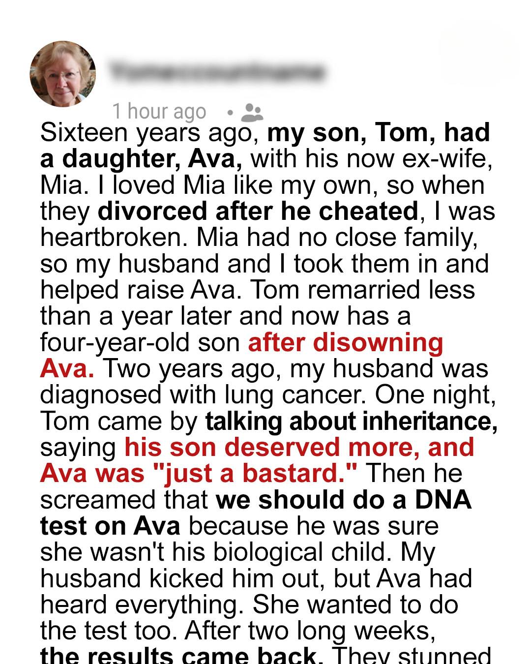 My Son Cut Ties with His Daughter, so We Took Her In – 16 Years Later, He Asked for a DNA Test and Was Shocked by the Results