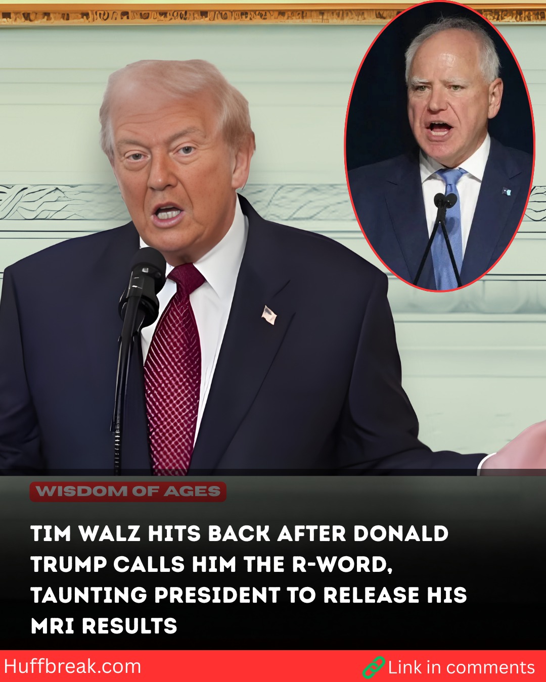 Tim Walz Hits Back After Donald Trump Calls Him the R-Word, Taunting President to Release His MRI Results