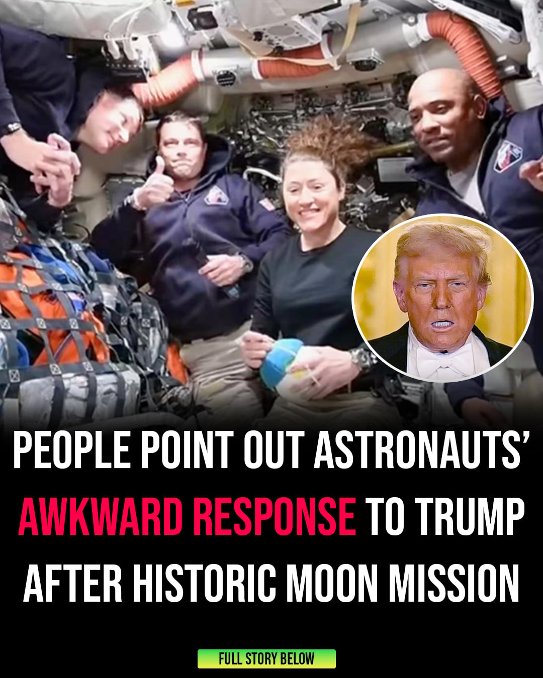 People point out Artemis II astronauts’ awkward response during Trump call after historic Moon mission